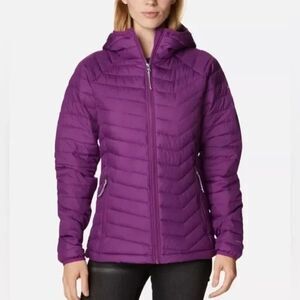 Columbia Omni-Heat Women's Powder Lite Hooded Quilted Jacket  Size S  Purple